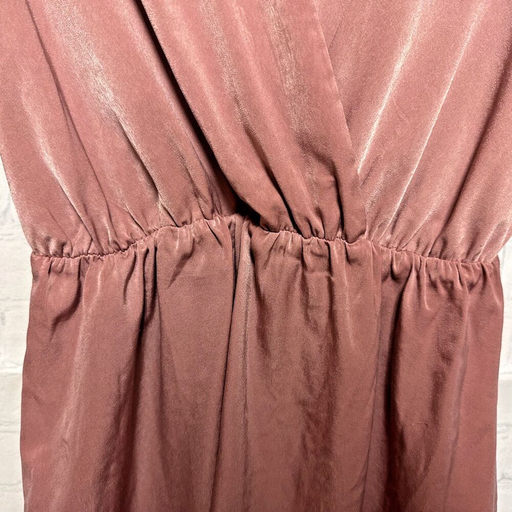 Everly faux-wrap Dress V-neck, 3/4 length sleeves cinched waist Dusty Rose Mauve - Picture 2 of 8